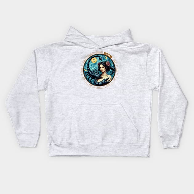 ZODIAC Scorpio - Astrological SCORPIO - SCORPIO - ZODIAC sign - Van Gogh style - 7 Kids Hoodie by ArtProjectShop